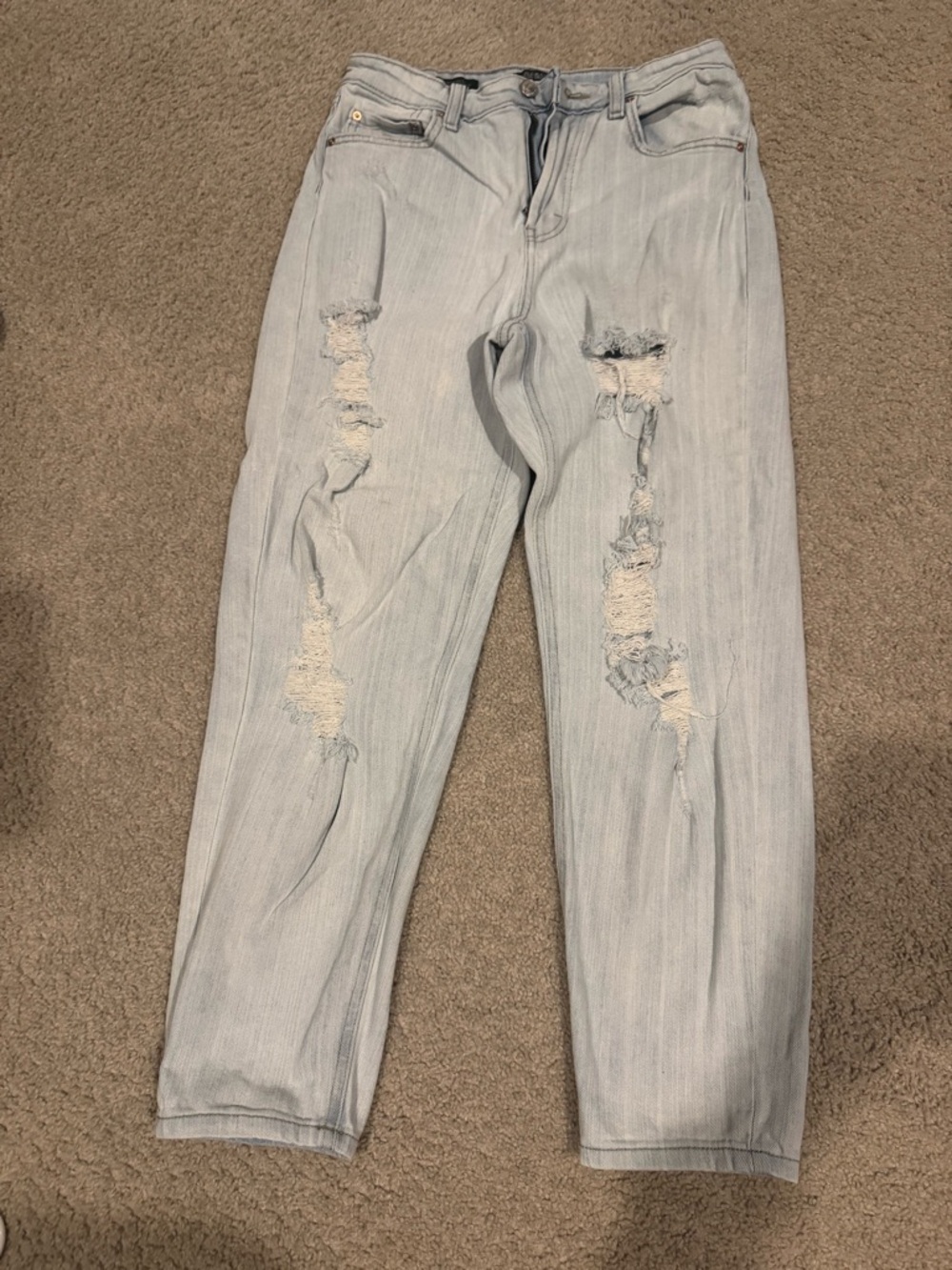 Light Wash Distressed Highest Rise Mom Jeans